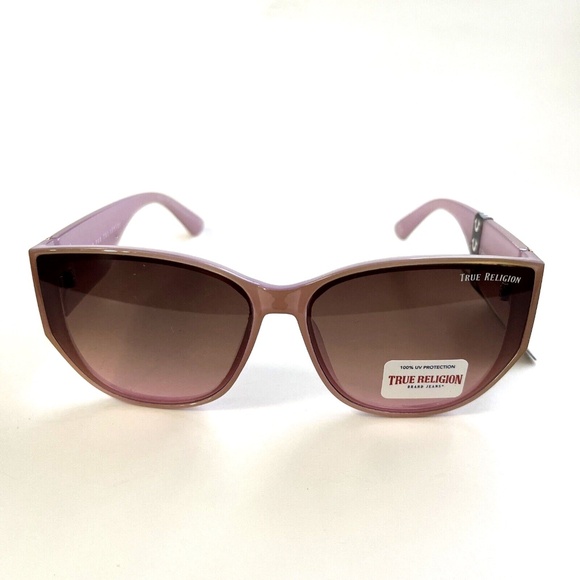 New TRUE RELIGION Cat Eye Sunglasses Acetate Purple Lilac Pink Logo Embossed main image 7